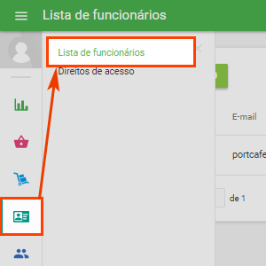 para a lista de' empregados' na seção 'Empregados'