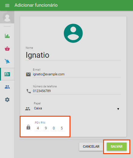 criar o seu número PIN de quatro dígitos