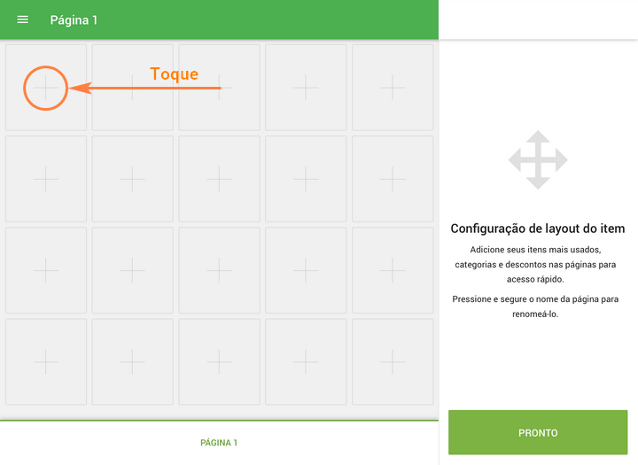 Toque em qualquer quadrado que contenha o sinal +