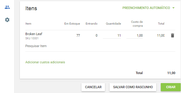 valor de 'Estoque baixo'