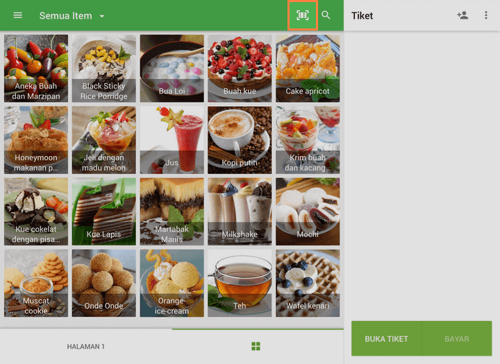 memindai barcode dengan kamera built-in