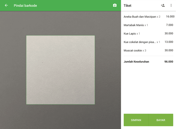 memindai barcode dan item 