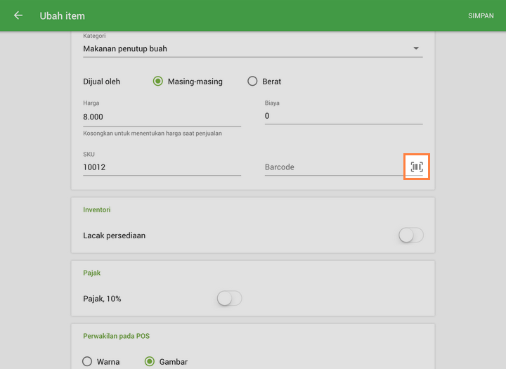 buka item untuk mengedit 