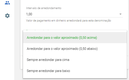 selecionar a "regra de arredondamento" na lista suspensa