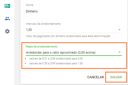 como funciona a regra de arredondamento selecionada