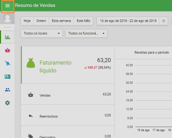 conta na Área Administrativa