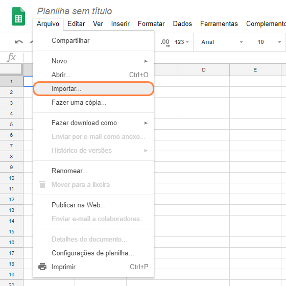  clique no botão "Importar"