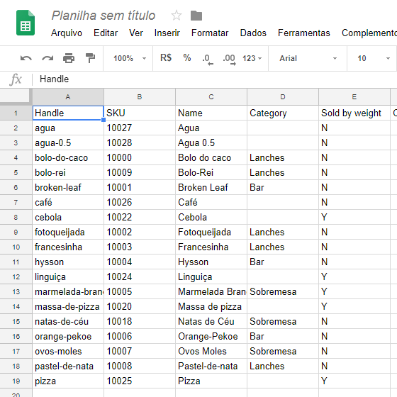 arquivo CSV como uma tabela