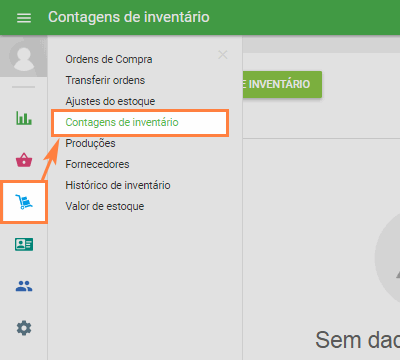 menu 'Gestão de inventário'