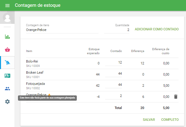 lista de inventário