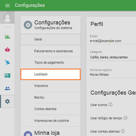 clique no botão "Fidelidade"