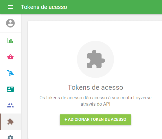 botão + Adicionar token