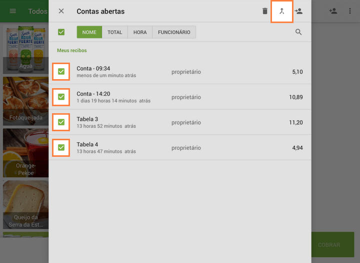 selecione "Mesclar", no canto superior direito