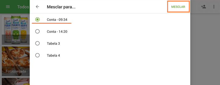 Selecione um nome para o pedido mesclado e toque em "OK" para salvar