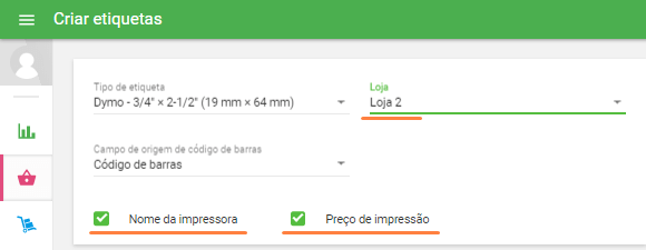 Selecione as caixas "Imprimir nome" e "Imprimir preço"