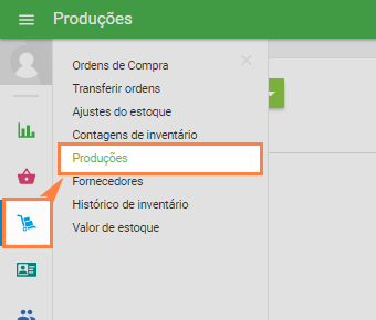 Vá para a seção de 'Produção' no menu 'Gestão de inventário'