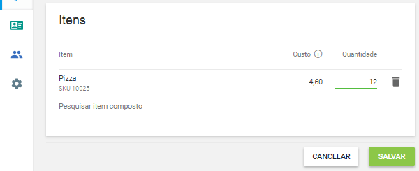 Você pode adicionar mais itens à ordem