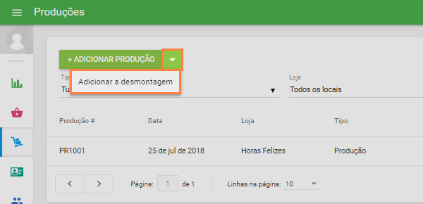 clique na seta para baixo e selecione 'Adicionar desmontagem'