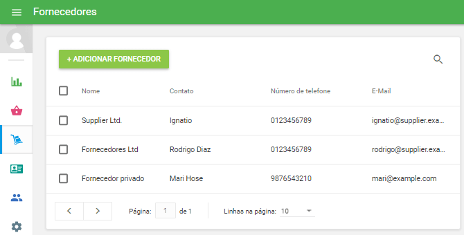 Não se esqueça de salvar o fornecedor