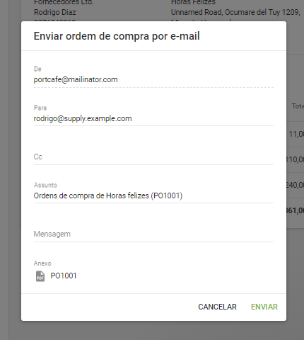 Clique no botão 'Enviar' no topo