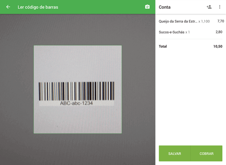 Aponte a câmera para o código de barras do seu item