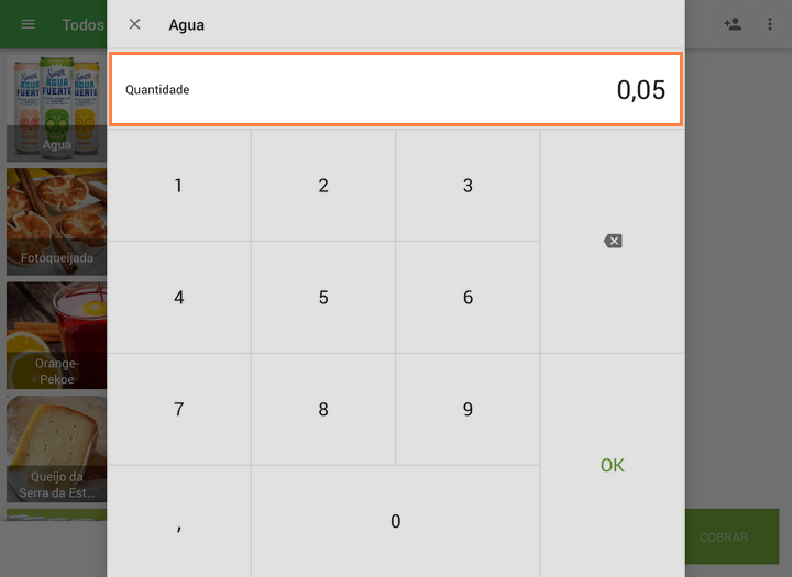  toque em 0,5 no campo Quantidade