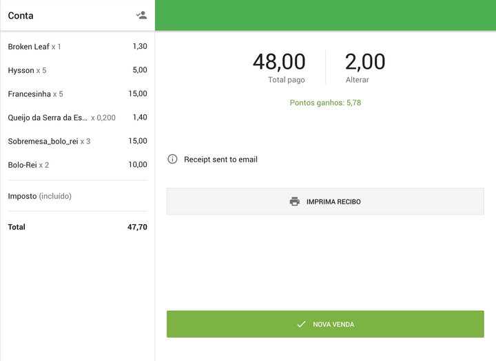 enviado ao cliente por e-mail