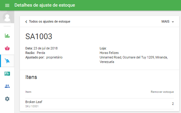  estoque dos itens ajustados será alterado