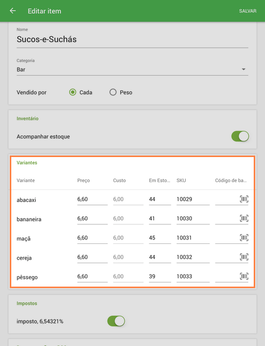 de todas as variantes