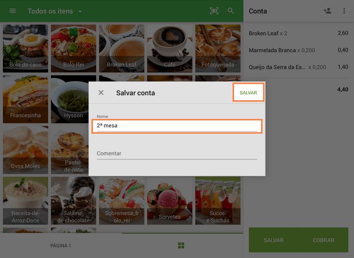 toque no botão "OK"