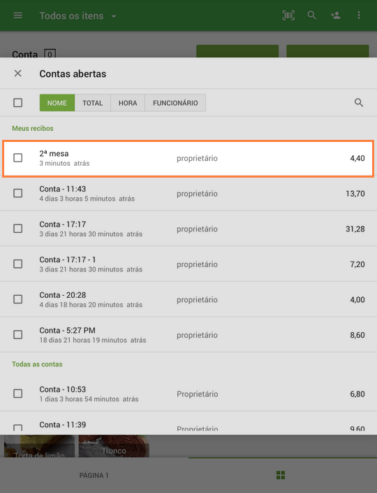Abra o pedido que foi salvo anteriormente