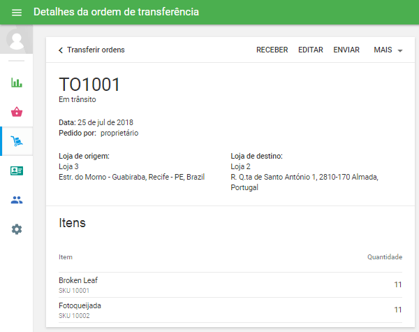 clicando no botão "Enviar"