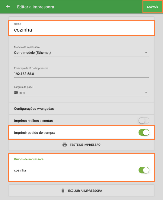 salvar o pedido em aberto