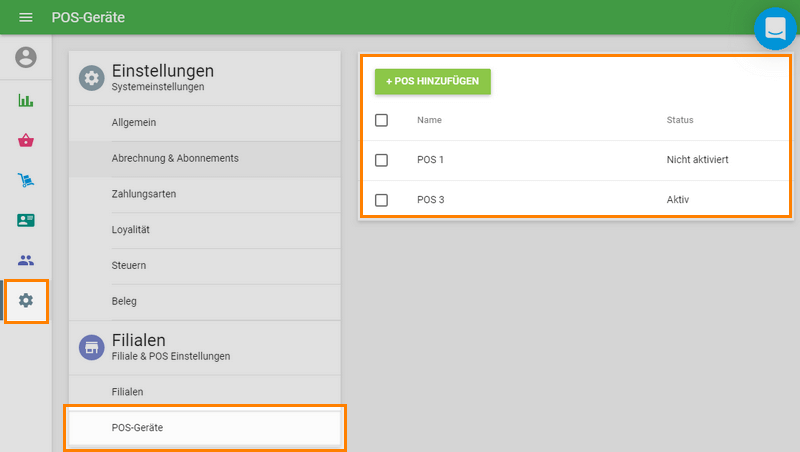 im Abschnitt 'POS-Geräte'