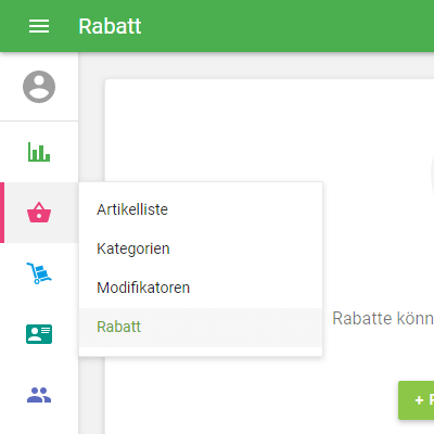 ‘Discounts’ the ‘Items’ menu section