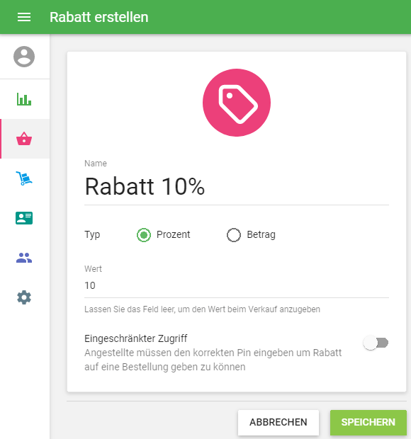 Create discount form