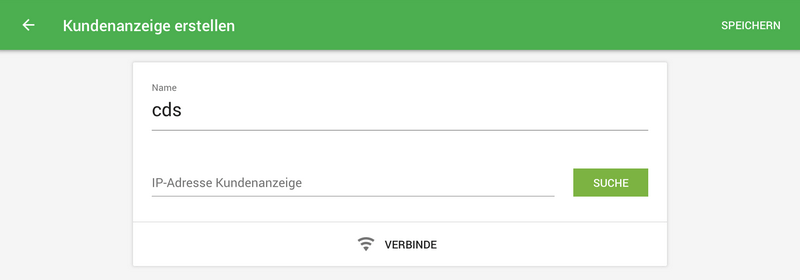 ‘Search’ button to search a network for available customer display device