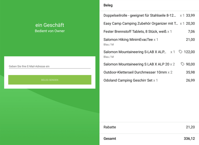 Customer Display: ticket with the list of items, Cds