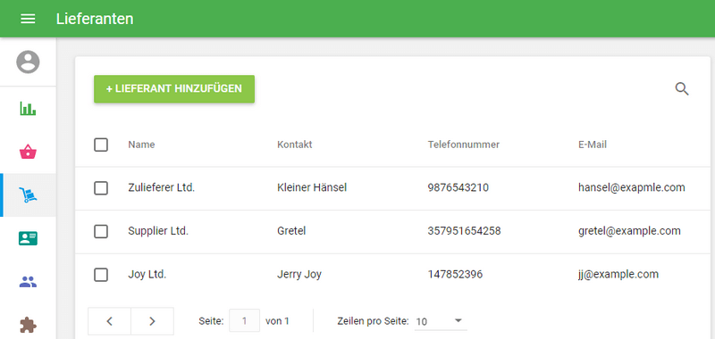 Lieferanten zu speichern