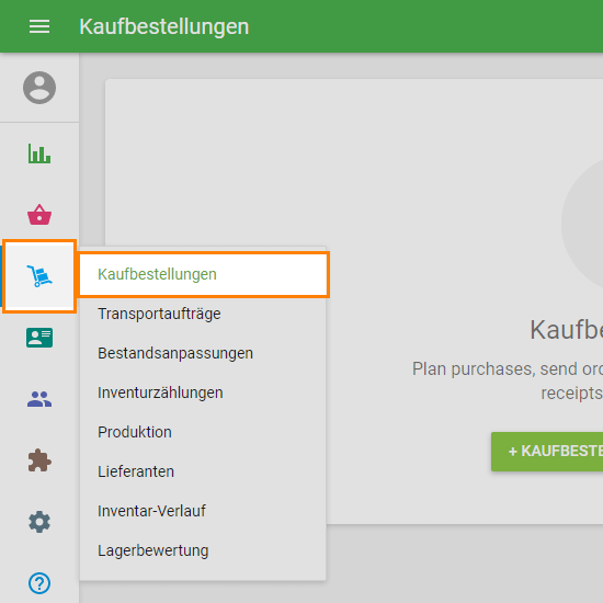 Menü "Lager-Kontrolle"