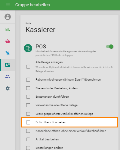 die Option 'Schichtbericht ansehen'