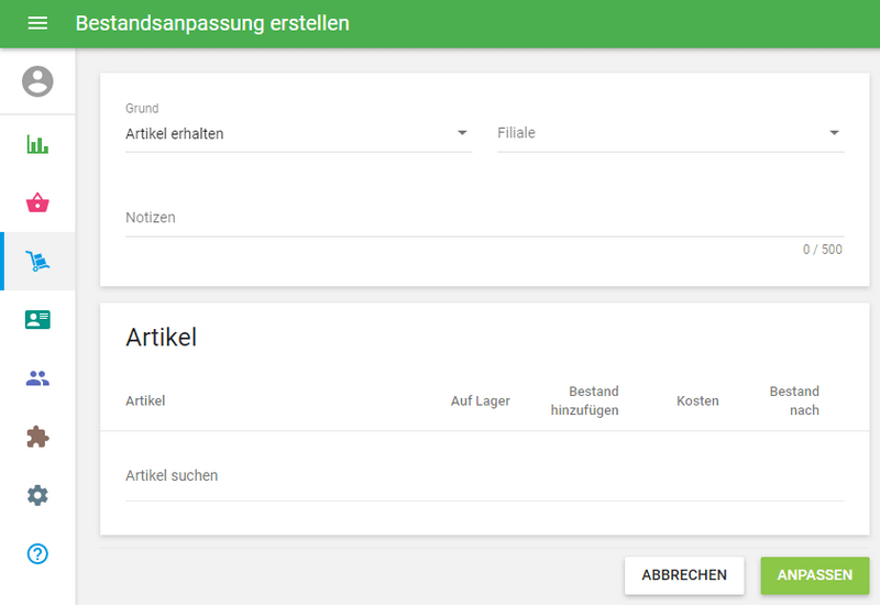 Wie mit den Lager Anpassungen arbeiten
