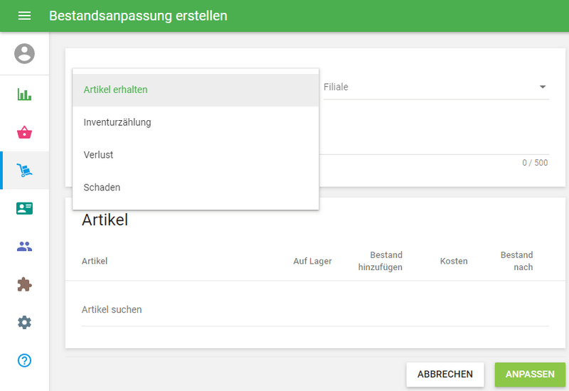 Wie mit den Lager Anpassungen arbeiten