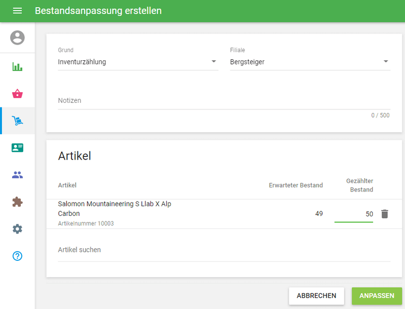 Wie mit den Lager Anpassungen arbeiten