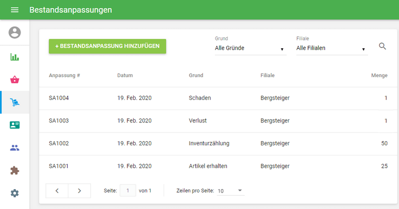 Wie mit den Lager Anpassungen arbeiten