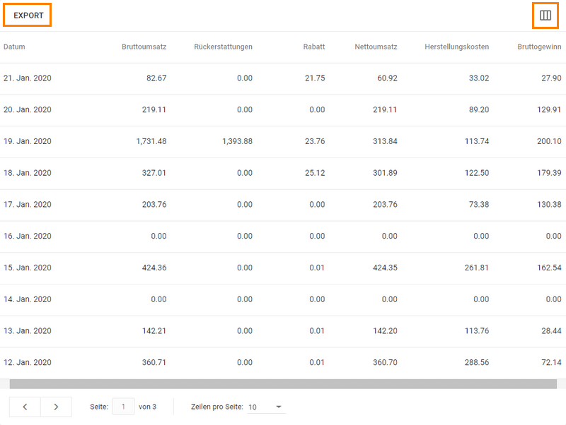 Schaltfläche 'Exportieren' klicken