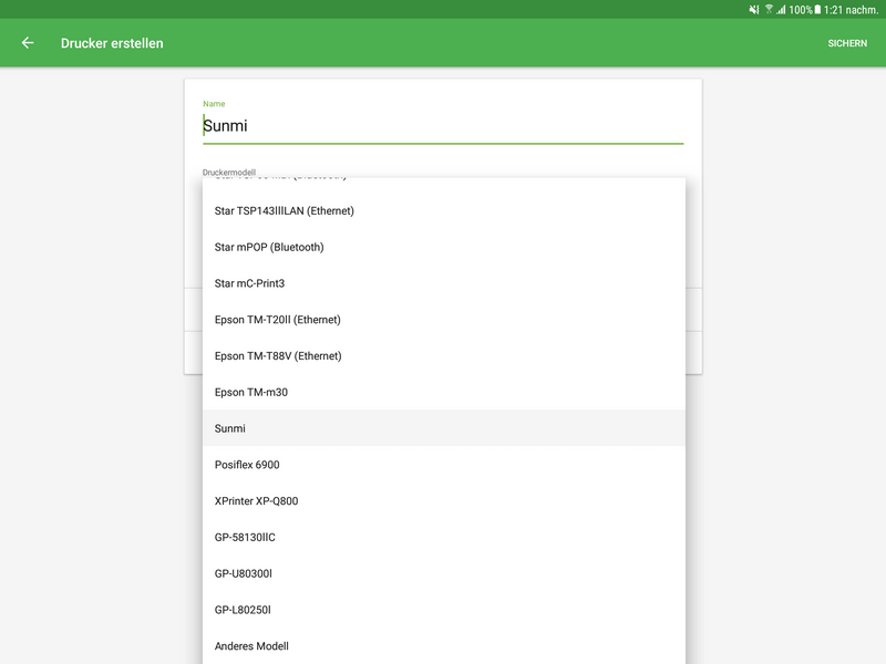 Name und Druckermodelle