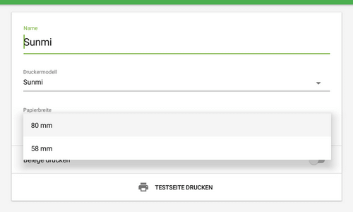 'Papierbreite' des Druckers