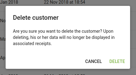 Confirmation of deletion in the open window