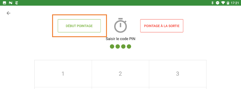 bouton Pointage entrée